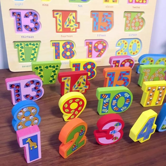 Puzzle 3D lemn numere in engleza 1-20, Toyska [3]