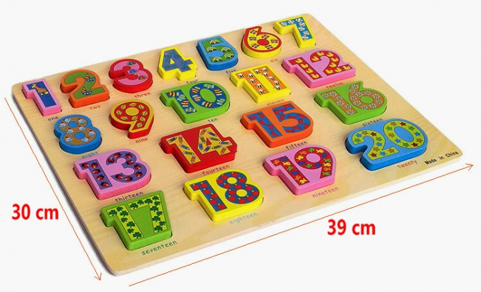 Puzzle 3D lemn numere in engleza 1-20, Toyska [5]