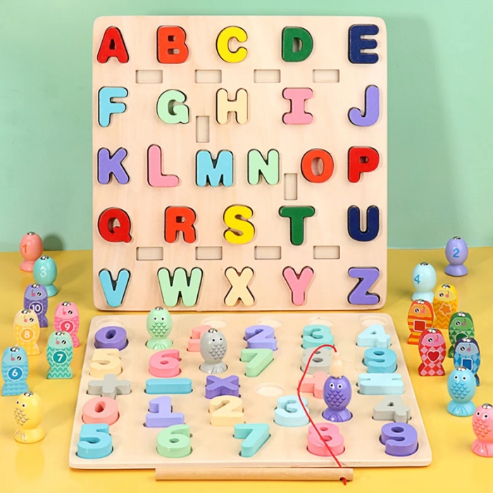 Puzzle 3D lemn Litere si joc pescuit 2 in 1 [3]