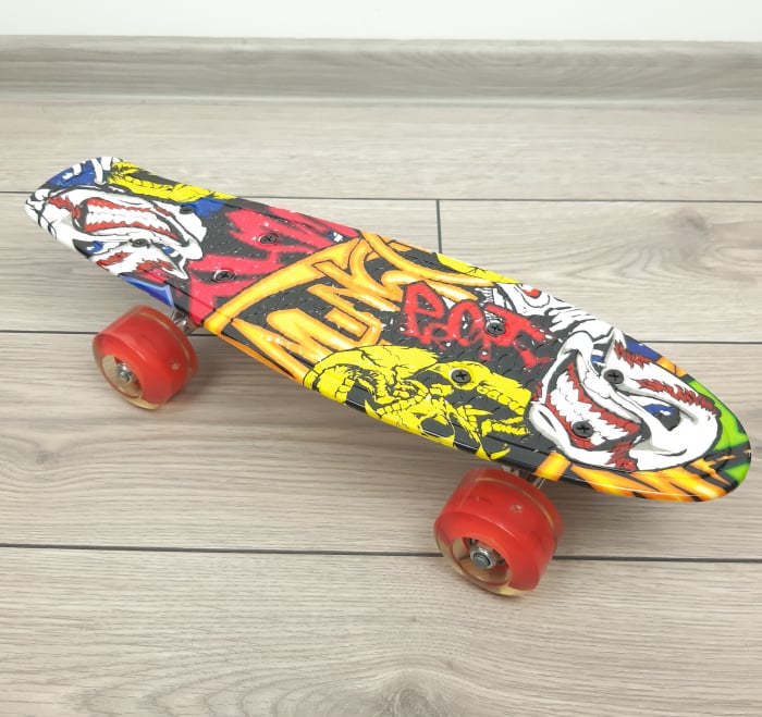 Penny Board Graffiti cu roti luminoase LED, 42 cm, Rosu, Toyska [3]