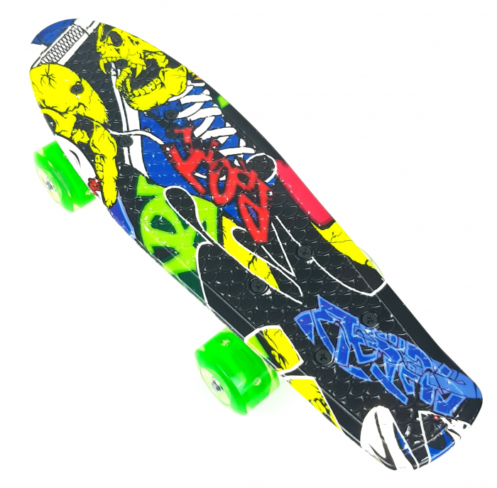 nny Board Graffiti cu roti luminoase LED, 42 cm, Verde, Toyska [2]
