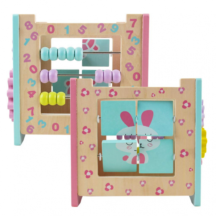 Cub lemn 5 in 1 activitati educative Turtle and Rabbit [3]