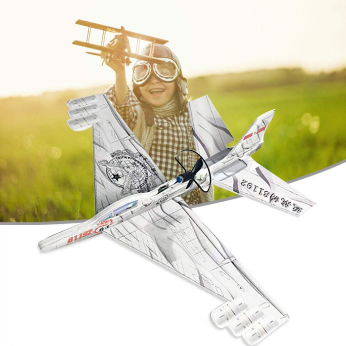 Avion planor din polistiren, lumina LED si elice, Incarcare USB [2]