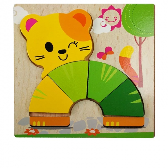 Set 4 Puzzle Incastru din lemn 3D, model C [5]