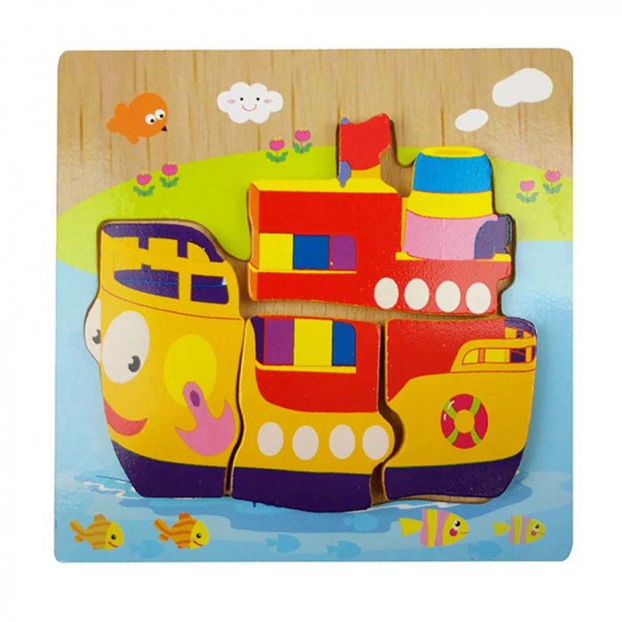 Set 4 Puzzle Incastru din lemn 3D, model L [4]