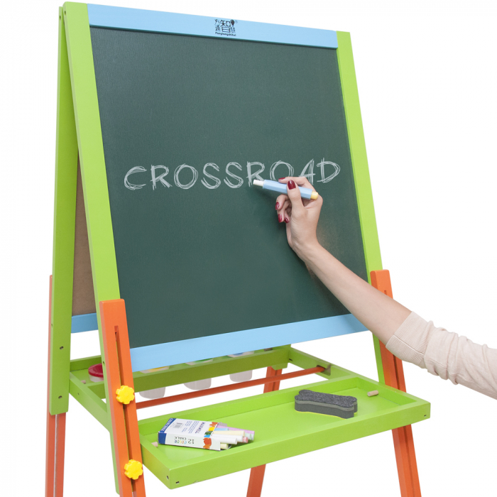 Tabla educativa reglabila din lemn, 3 in 1 sevalet, 130x57 cm [5]