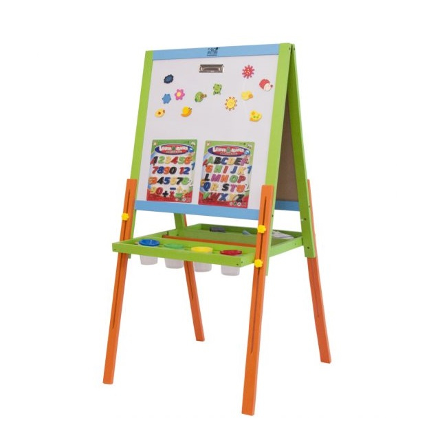 Tabla educativa reglabila din lemn, 3 in 1 sevalet, 130x57 cm [3]