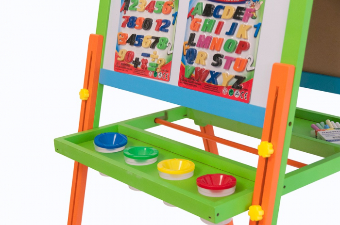 Tabla educativa reglabila din lemn, 3 in 1 sevalet, 130x57 cm [2]