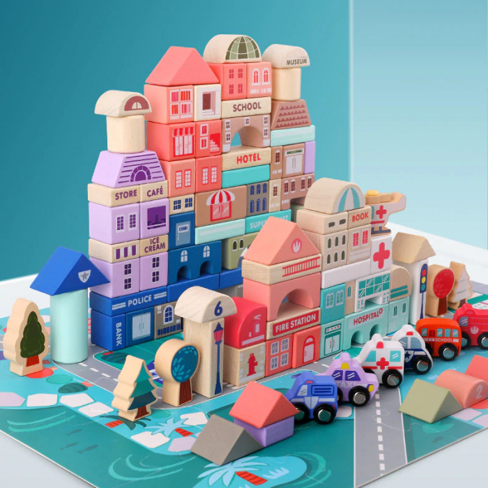 Set cuburi lemn Oraselul City Blocks, 115 piese [4]
