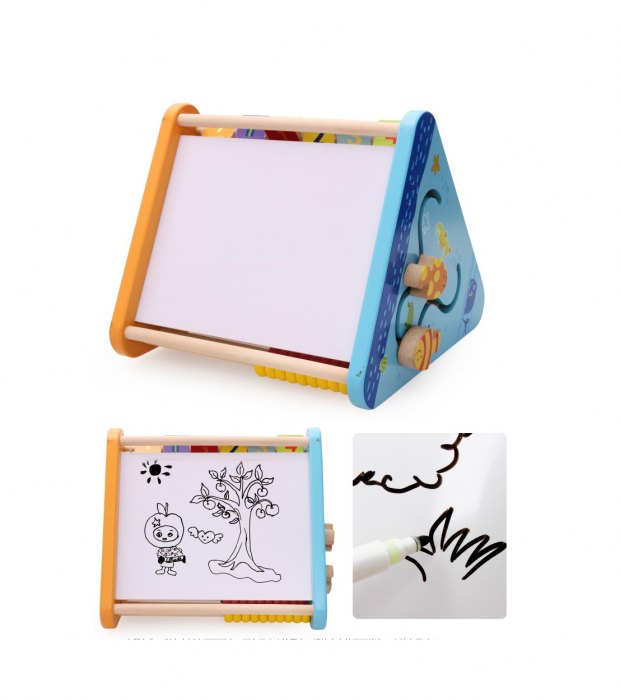 Centru de activitati 5 in 1 din lemn Piramida, Numaratoare, multicolor [5]