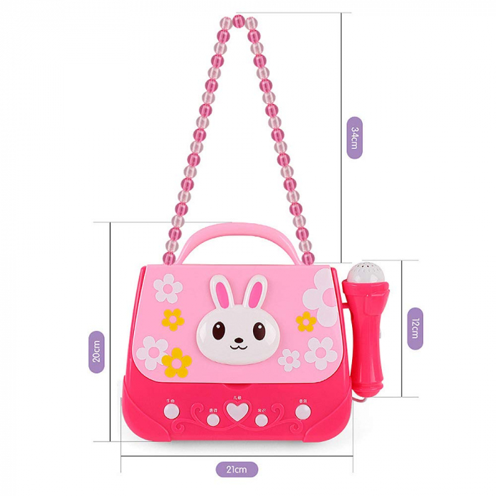 Microfon de jucarie portabil cu gentuta Boombox, roz [6]