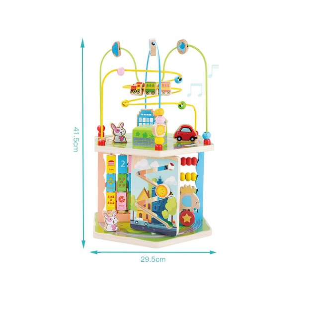 Cub educativ din lemn City Tour cu muzica, 41.5 x 29.5 cm, multicolor [4]