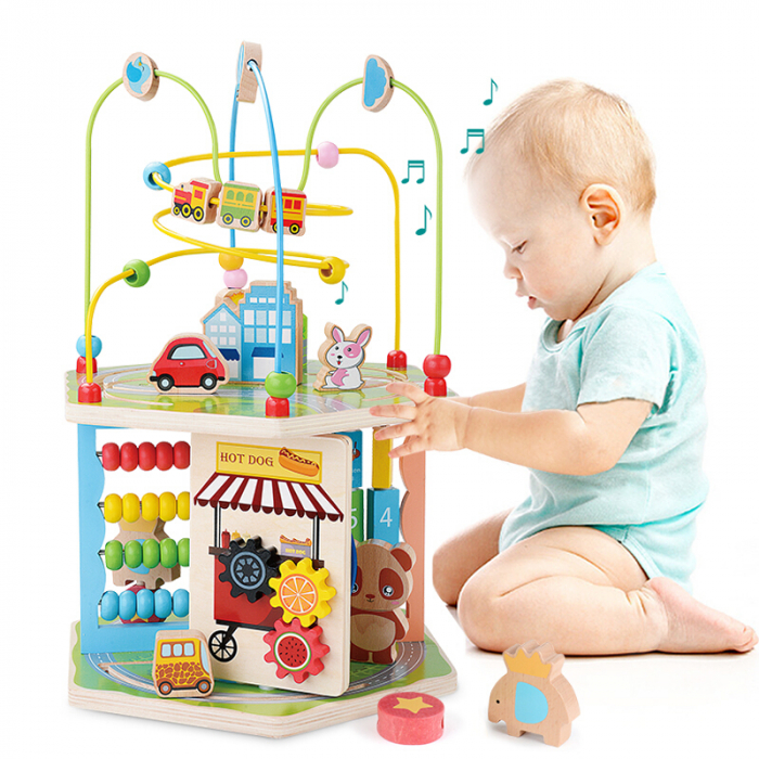 Cub educativ din lemn City Tour cu muzica, 41.5 x 29.5 cm, multicolor [3]