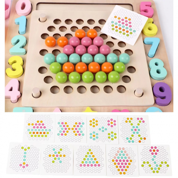 Joc Montessori de indemanare Fishing Beads 4 in 1, multicolor [5]