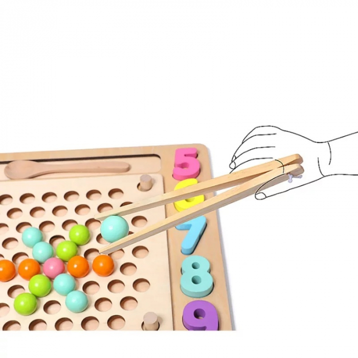 Joc Montessori de indemanare Fishing Beads 4 in 1, multicolor [5]