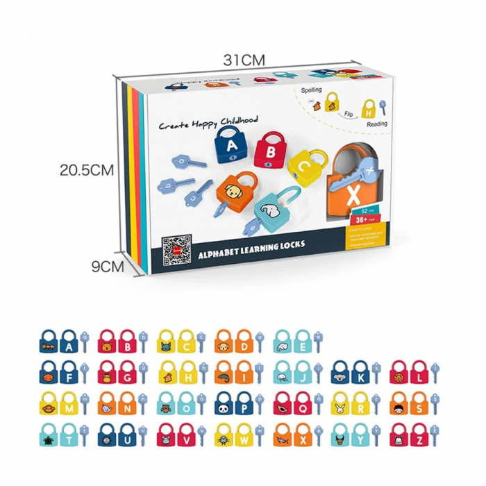 Joc Montessori Litere cu Incuietori, 52 piese, multicolor [5]