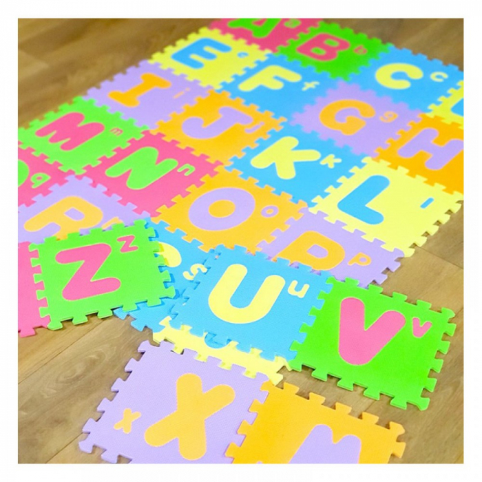 Covoras de joaca puzzle termic si educativ Alfabet, 26 piese, 30x30 cm, multicolor [2]