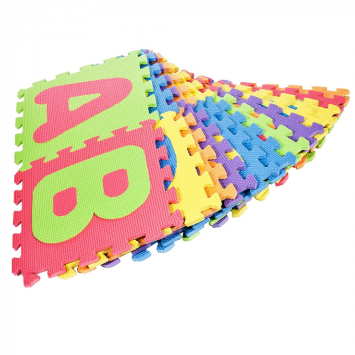 Covoras de joaca Puzzle termic si educativ Alfabet, 26 piese, 28.5x28.5 cm, multicolor [3]