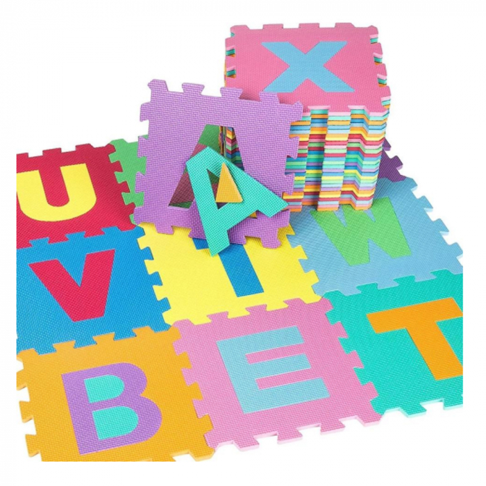 Covoras de joaca Puzzle termic si educativ Alfabet, 26 piese, 28.5x28.5 cm, multicolor [2]