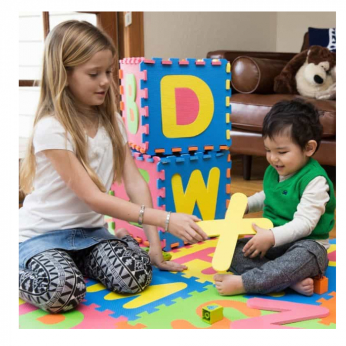 Covoras de joaca Puzzle termic si educativ Alfabet, 26 piese, 28.5x28.5 cm, multicolor [3]