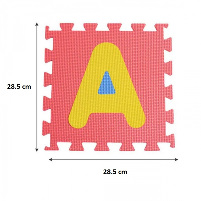 Covoras de joaca Puzzle termic si educativ Alfabet, 26 piese, 28.5x28.5 cm, multicolor [4]
