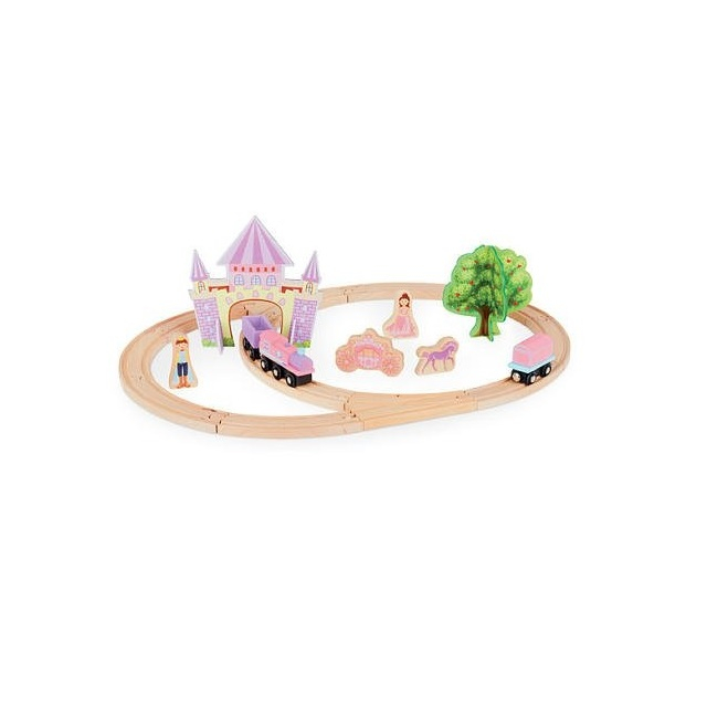 Circuit din lemn Castle Train, 25 piese, multicolor [4]
