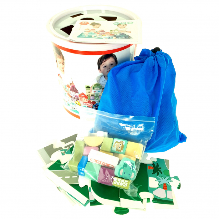 Set cuburi lemn Oraselul City Blocks, 120 piese, multicolor [2]