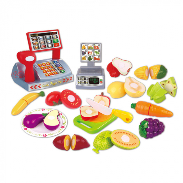 Set jucarii pentru copii cos cu fructe si legume de taiat, Super Market, 18 piese [2]