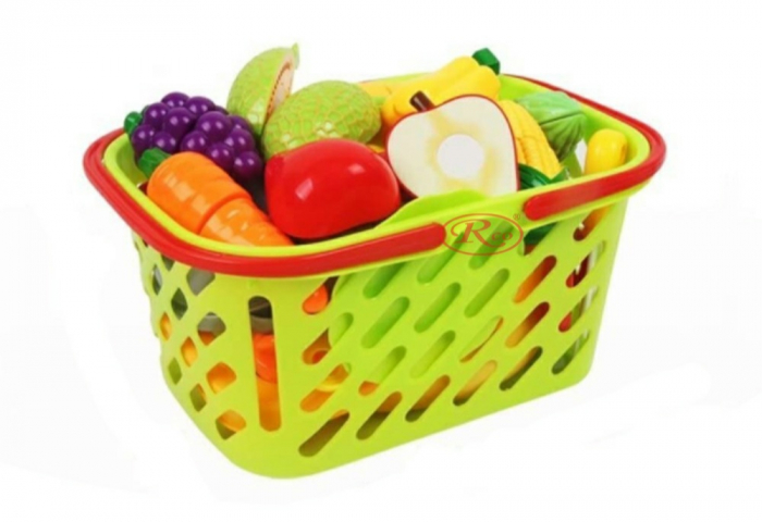 Set jucarii pentru copii cos cu fructe si legume de taiat, Super Market, 20 piese [5]