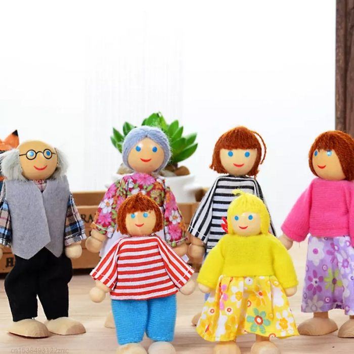 Set 6 papusi din lemn, Familia Puppet, multicolor [4]