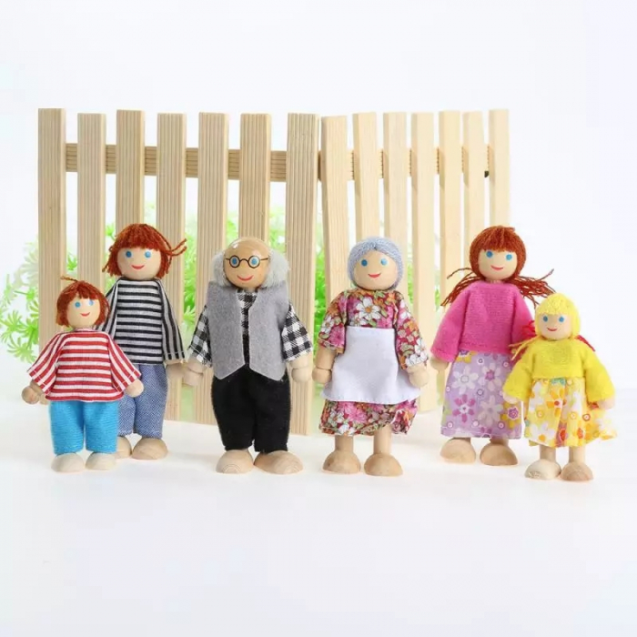 Set 6 papusi din lemn, Familia Puppet, multicolor [3]