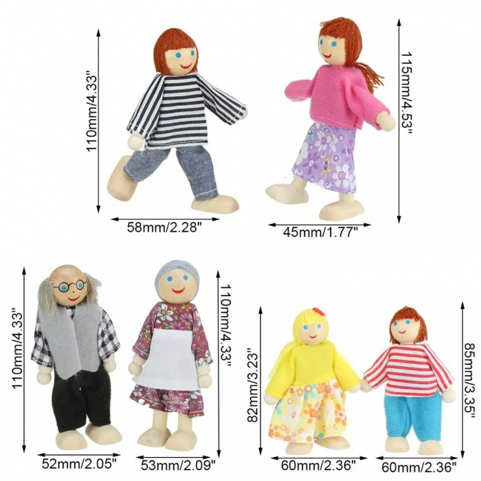 Set 6 papusi din lemn, Familia Puppet, multicolor [6]