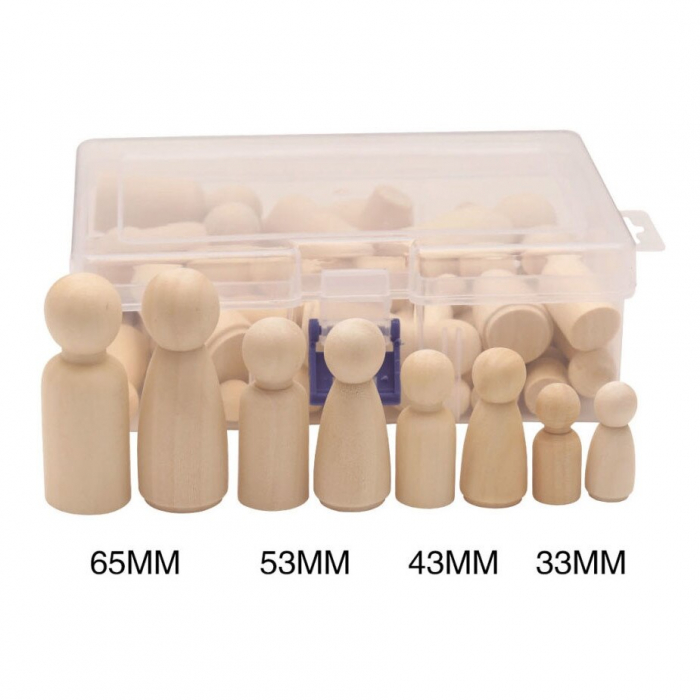 Set 50 papusi de pictat din lemn natur, Peg Doll [2]