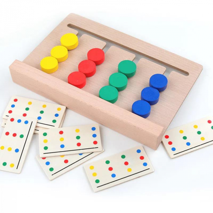 Joc lemn Montessori labirint cu asociere de culori, multicolor [5]