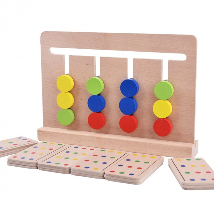 Joc lemn Montessori labirint cu asociere de culori, multicolor [4]