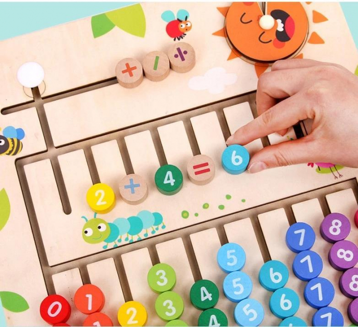 Joc lemn Montessori labirint matematica, multicolor [2]