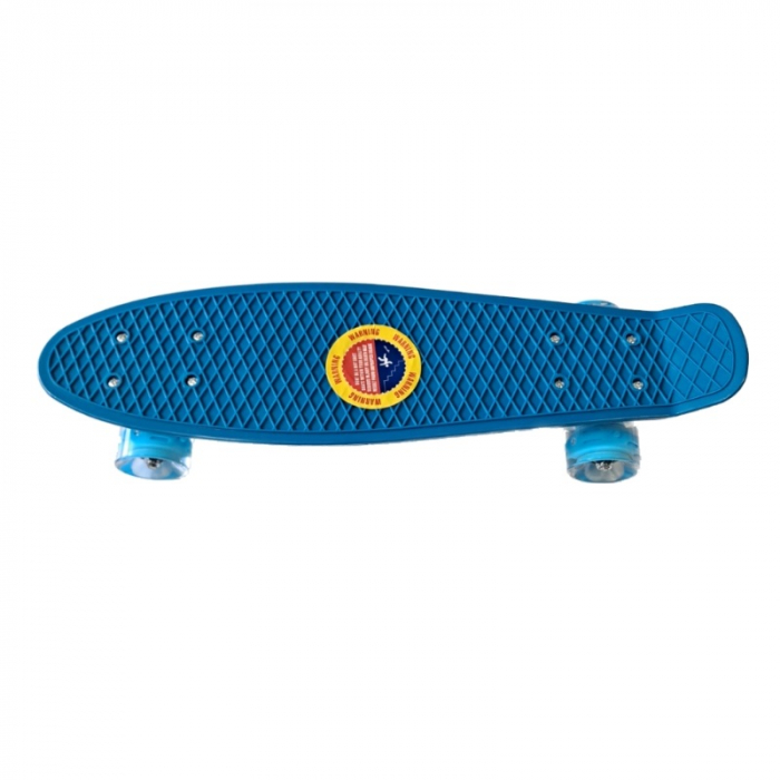 Penny Board cu roti de silicon si lumini LED, 55 cm, Albastru [2]