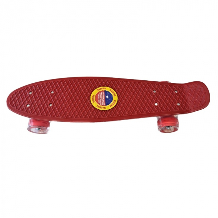 Penny Board cu roti de silicon si lumini LED, 55 cm, Rosu [2]