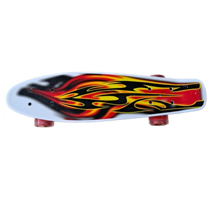 Penny Board cu roti de silicon si lumini LED, Graphic Print, 56 cm, multicolor, model D [2]