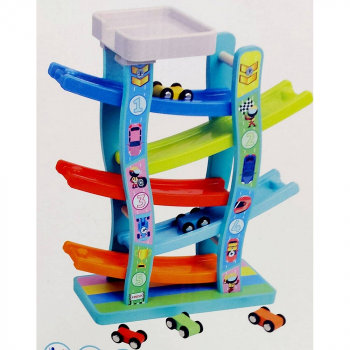 Rampa de Raliu din lemn Five Truck cu 5 piste, multicolor [3]