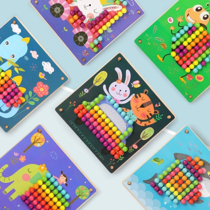 Joc Educativ de creatie Fun Mushroom din lemn cu pini peg, multicolor, 89 piese [2]