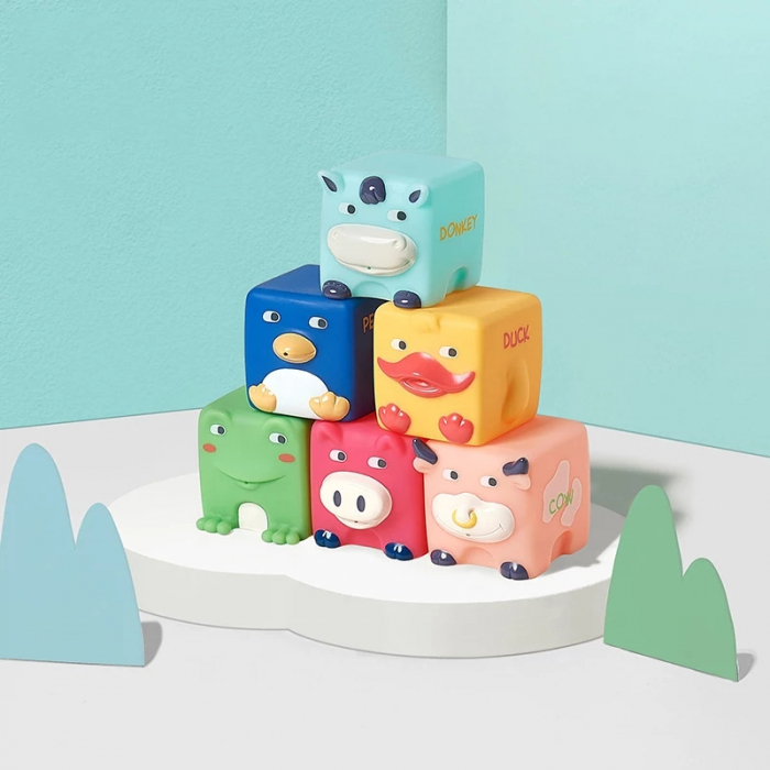Set 6 cuburi moi pentru bebelusi, animale Domestice, multicolor [3]