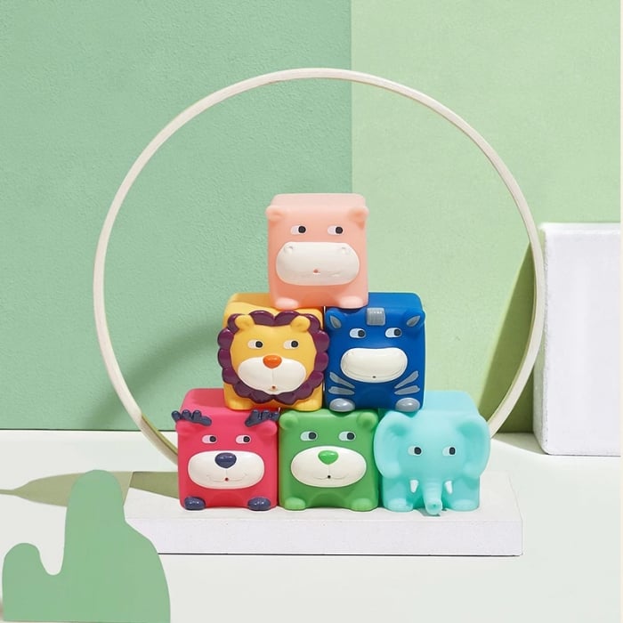 Set 6 cuburi moi pentru bebelusi, animale Salbatice, multicolor [3]
