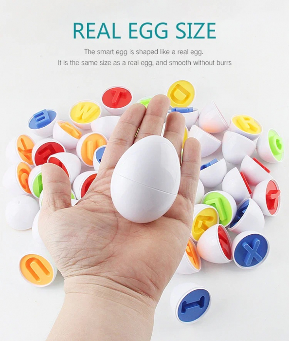 Joc Matching eggs Potriveste oua cu litere Montessori, multicolor [3]