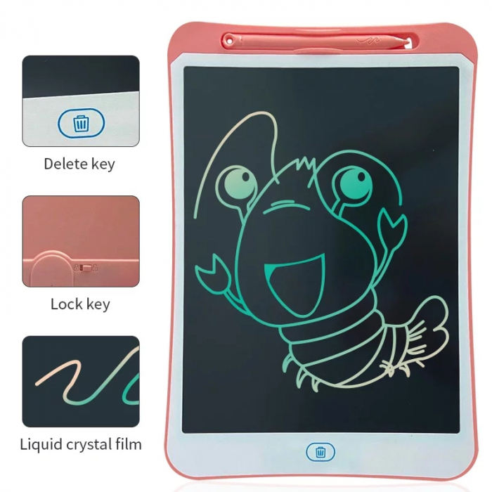 Tableta grafica LCD pentru notite si desene cu stergere automata 8.5 Inch, rosu [3]