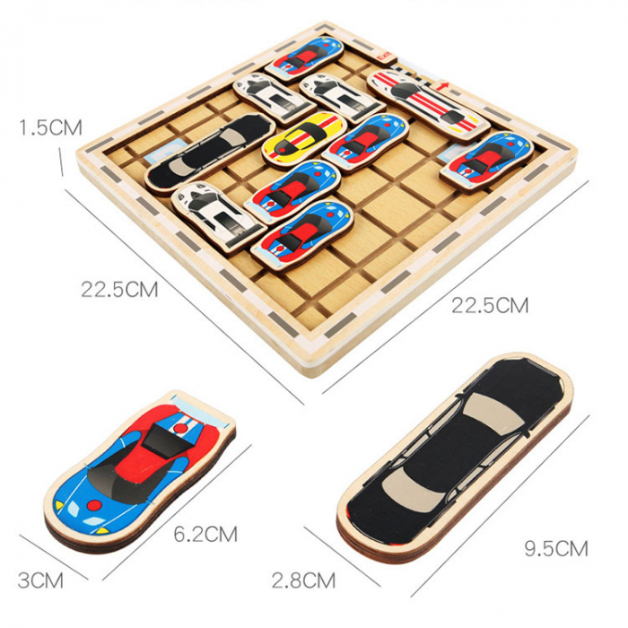 Joc din Lemn Montessori 3D, Parcare Masini, multicolor [5]