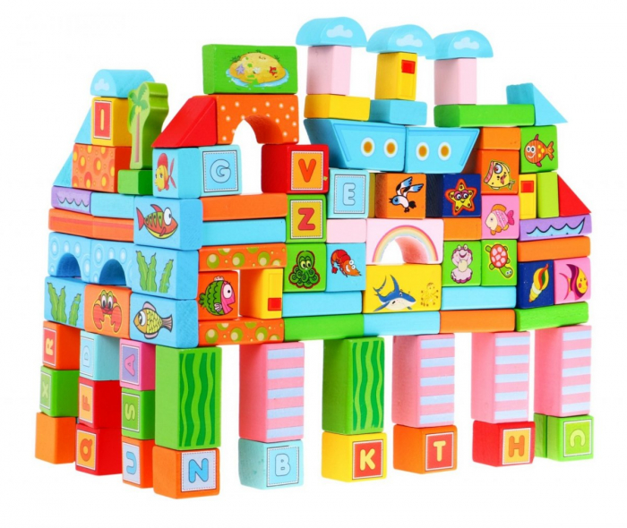 Set cuburi de construit din lemn, 100 piese, Ocean Blocks [3]