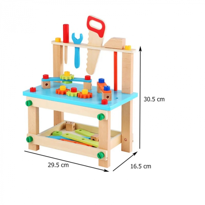 Banc de scule din lemn Versatile Chair cu suruburi de asamblat, 58 piese, multicolor [4]