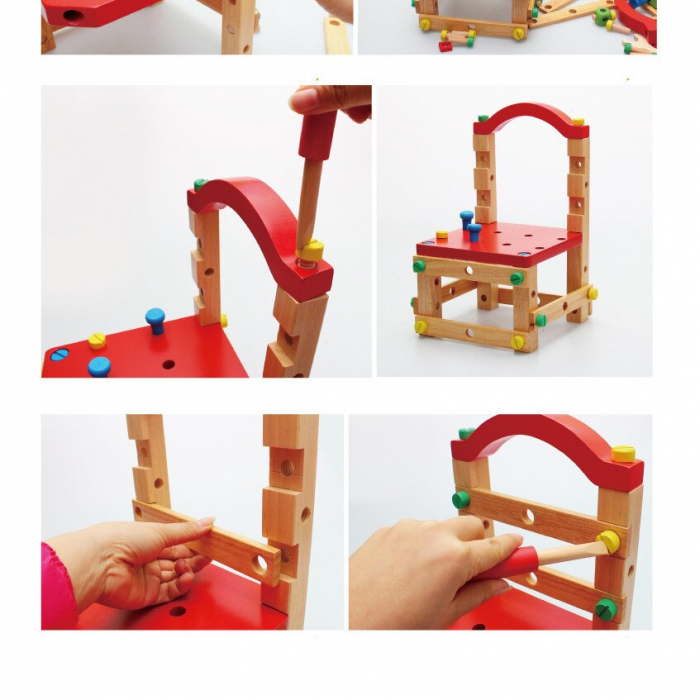 Centru de activitati Montessori din lemn Work Chair, multicolor [4]
