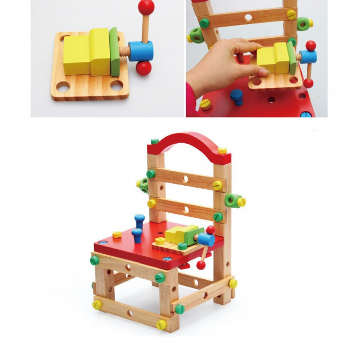 Centru de activitati Montessori din lemn Work Chair, multicolor [3]